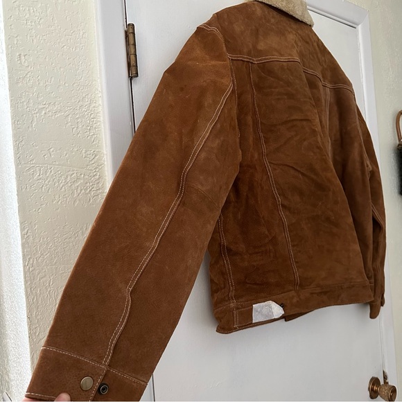 NEW Scully Rodeo Men’s Aztec Boar Suede Jean Sherpa Buttonup Jacket Brown 3XL - Picture 12 of 15
